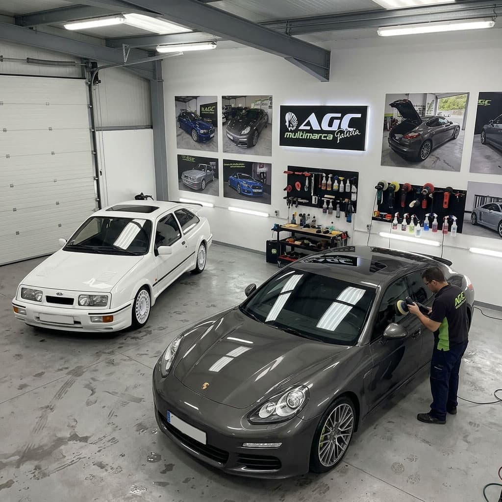 Proceso de reparación de chapa de un coche en San Sadurniño