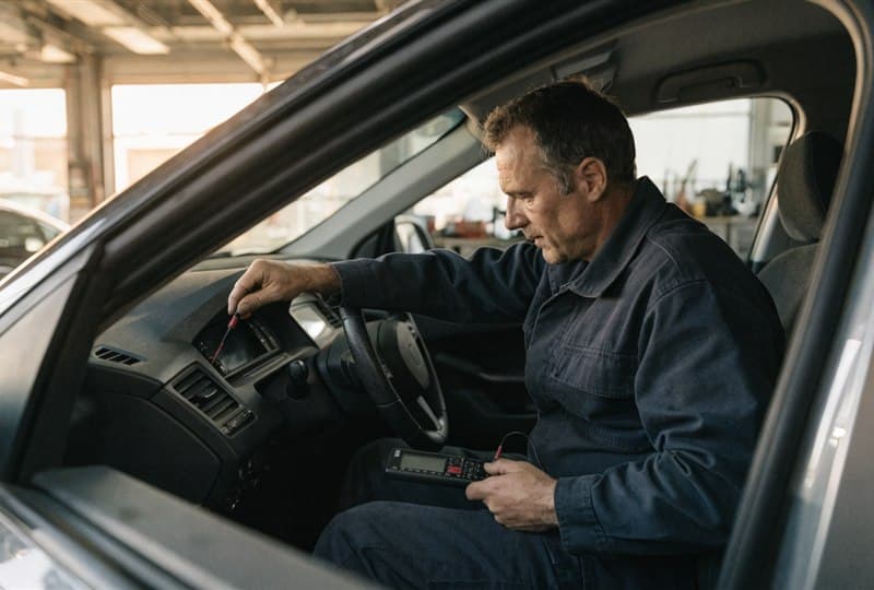 Revisión de las luces y la radio del coche en San Sadurniño